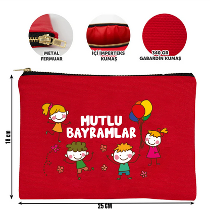 25x18 cm Kırmızı Metal Fermuarlı Kalemlik - Harçlık & Şeker Kesesi
