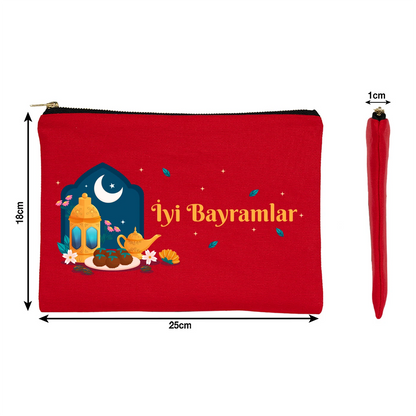 25x18 cm Kırmızı Metal Fermuarlı Kalemlik - Harçlık & Şeker Kesesi