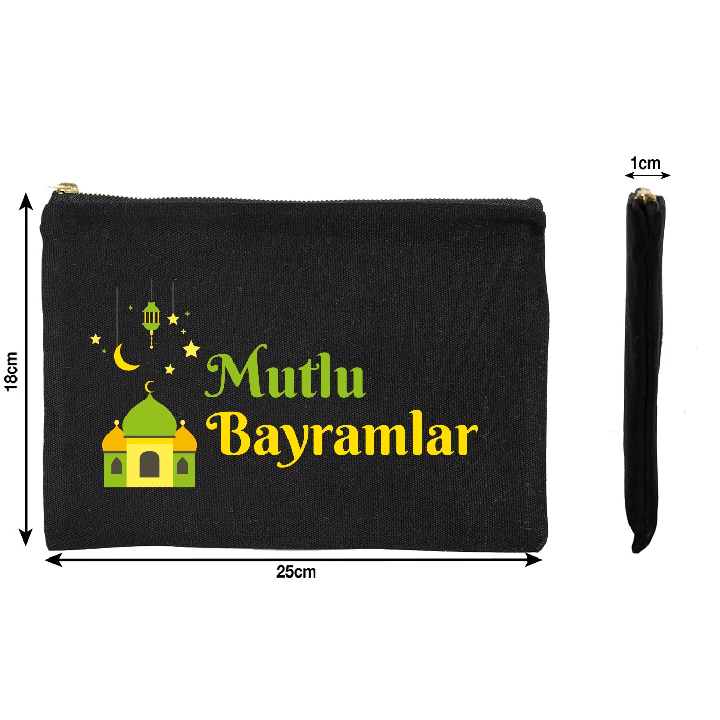 25x18 cm Siyah Metal Fermuarlı Kalemlik - Harçlık & Şeker Kesesi