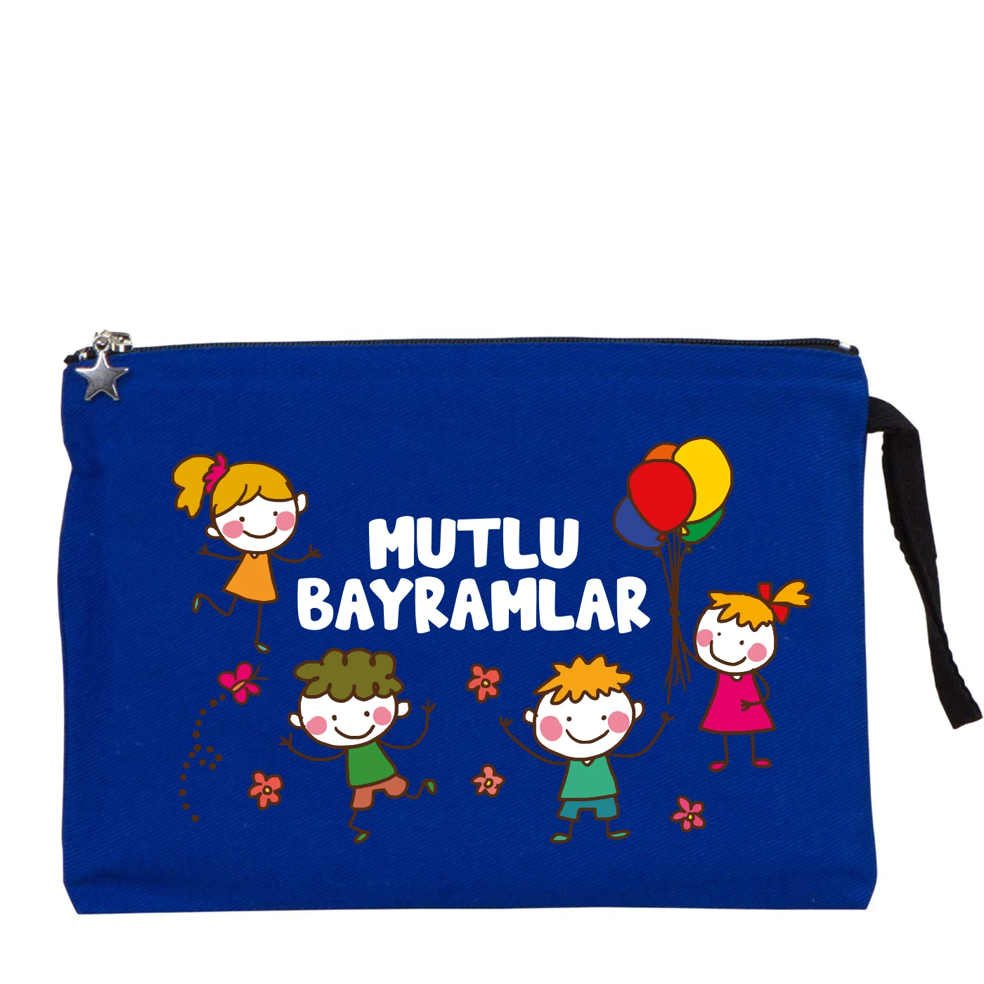 25x18 cm Mavi Astarlı Kanvas Kalemlik - Harçlık & Şeker Kesesi