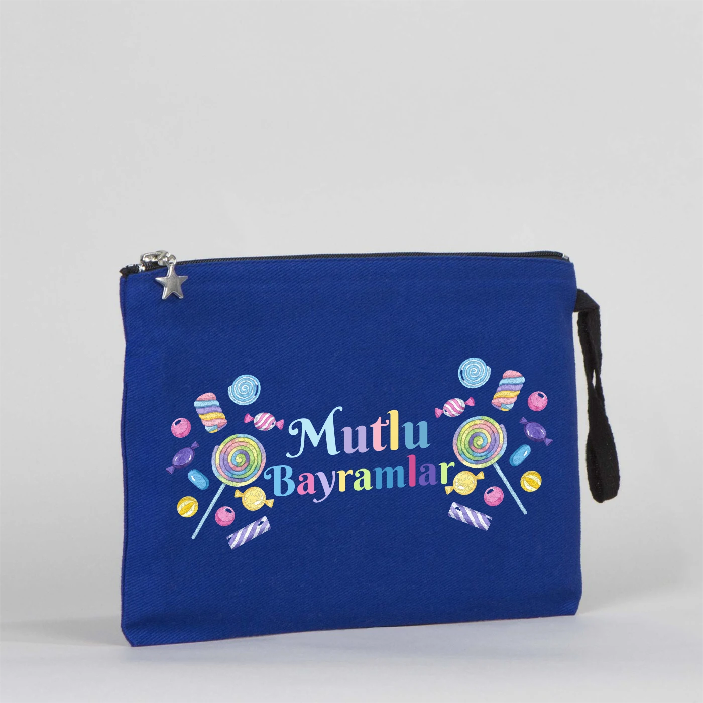 25x18 cm Mavi Astarlı Kanvas Kalemlik - Harçlık & Şeker Kesesi