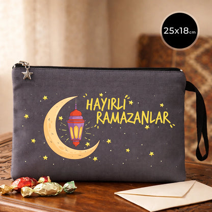 25x18 cm Antrasit Astarlı Kanvas Kalemlik – Bayram Harçlık Cüzdanı