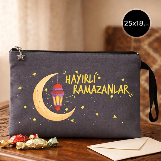 25x18 cm Antrasit Astarlı Kanvas Kalemlik – Bayram Harçlık Cüzdanı