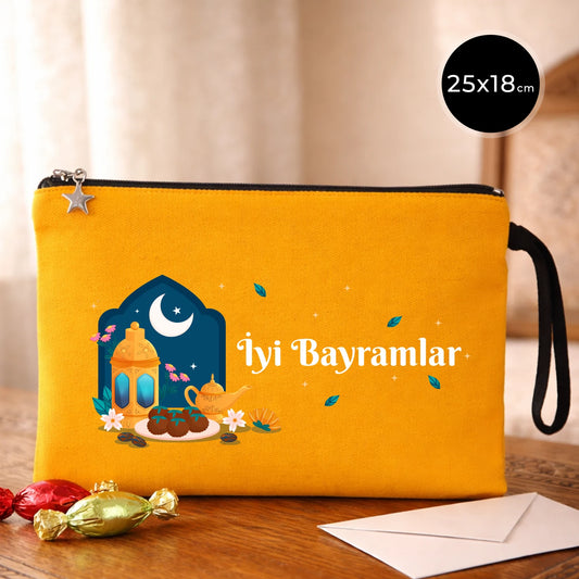 25x18 cm Sarı Astarlı Kanvas Kalemlik – Bayram Harçlık Cüzdanı