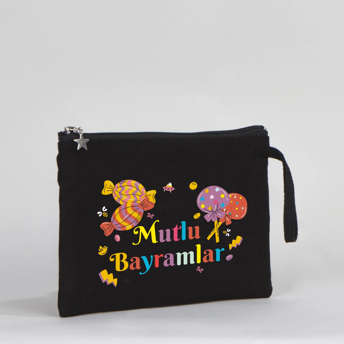 25x18 cm Siyah Astarlı Kanvas Kalemlik - Bayram Harçlık Cüzdanı