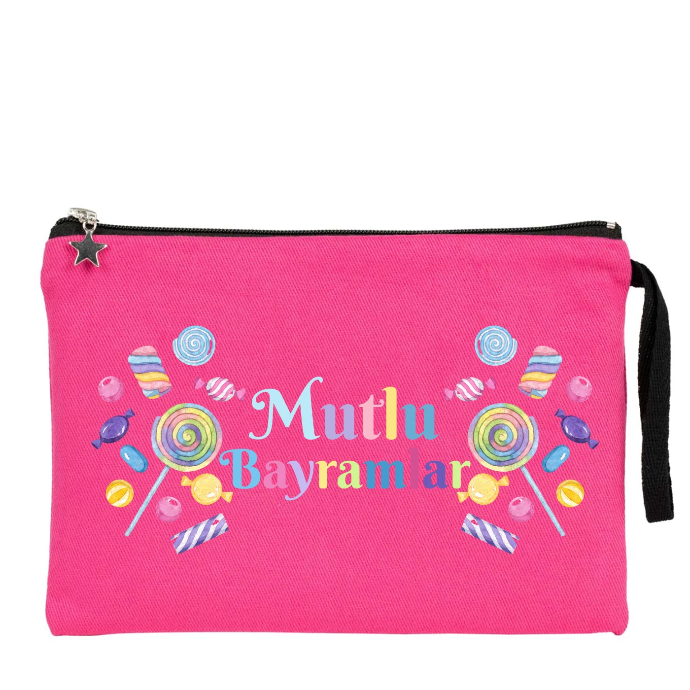 25x18 cm Fuşya Astarlı Kanvas Kalemlik - Harçlık & Şeker Kesesi