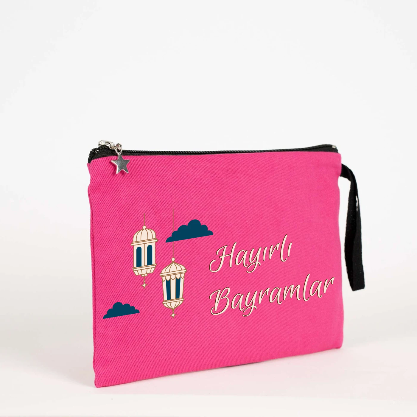 25x18 cm Fuşya Astarlı Kanvas Kalemlik - Harçlık & Şeker Kesesi