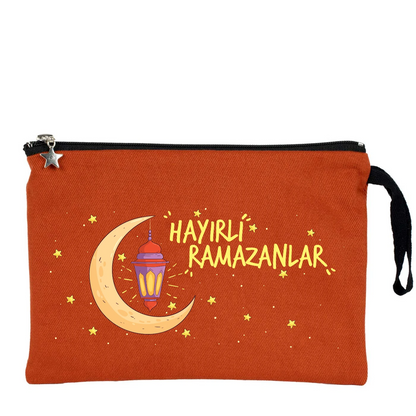 25x18 cm Kiremit Astarlı Kanvas Kalemlik - Harçlık & Şeker Kesesi