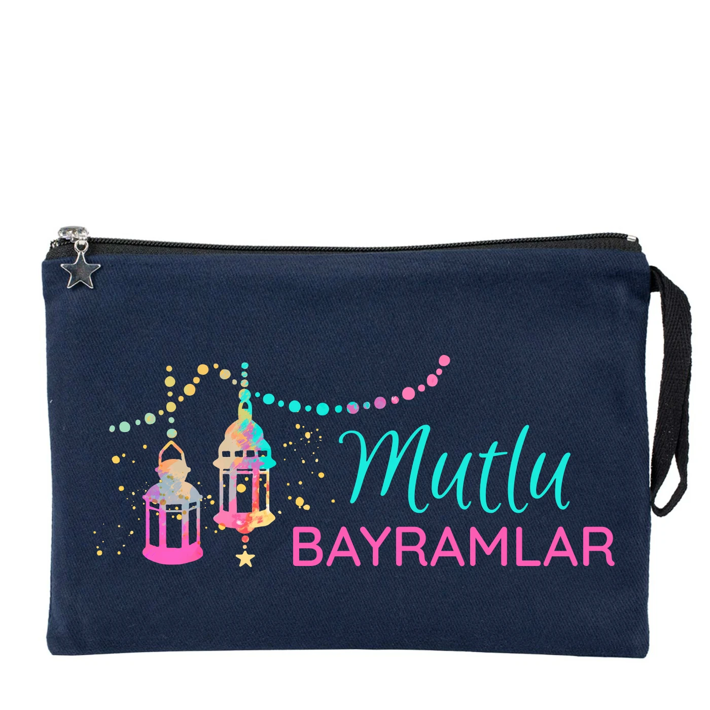 25x18 cm Lacivert Astarlı Kanvas Kalemlik - Bayram Harçlık Cüzdanı