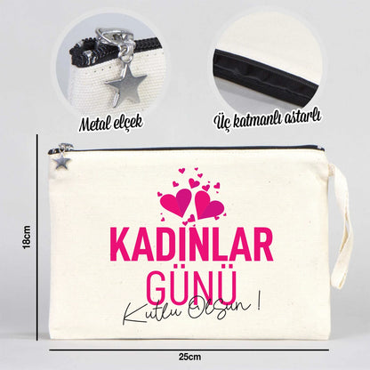25x18 cm Astarlı Kanvas Kalemlik - Kadınlar Günü Hediyesi