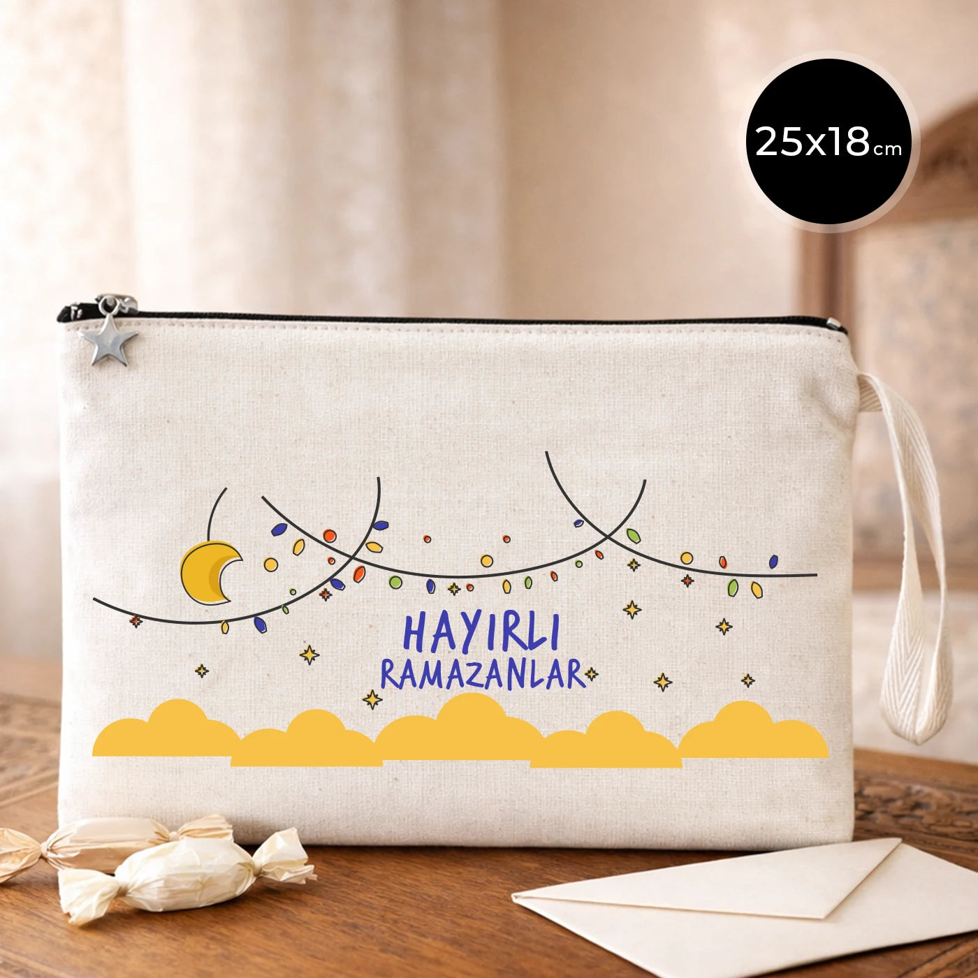 25x18 cm Astarlı Kanvas Kalemlik - Bayram Harçlık Cüzdanı