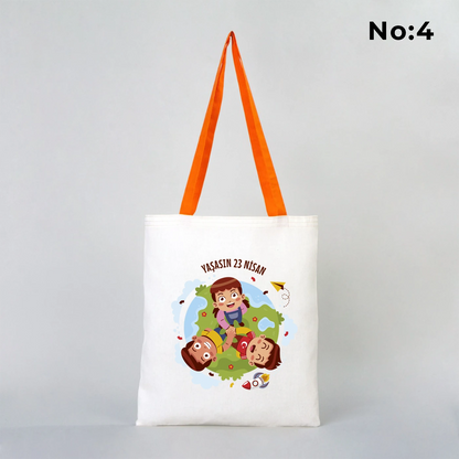 35x40 cm Turuncu Kulp Ham Bez Çanta Baskılı - 23 Nisan Hediyesi