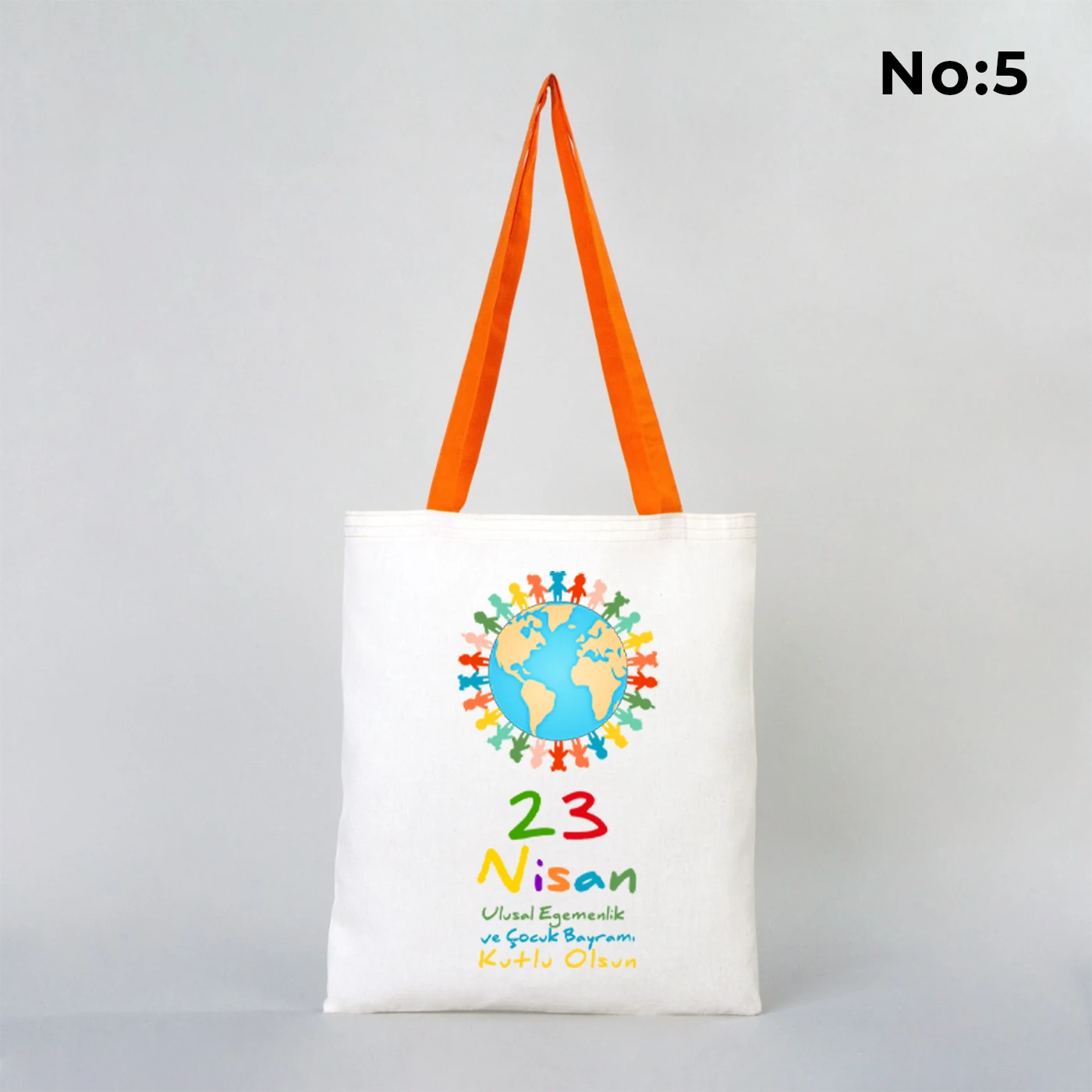 35x40 cm Turuncu Kulp Ham Bez Çanta Baskılı - 23 Nisan Hediyesi
