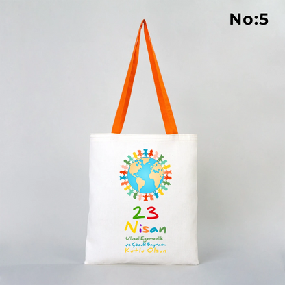 35x40 cm Turuncu Kulp Ham Bez Çanta Baskılı - 23 Nisan Hediyesi