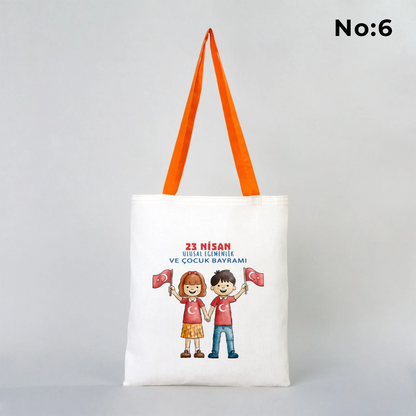 35x40 cm Turuncu Kulp Ham Bez Çanta Baskılı - 23 Nisan Hediyesi