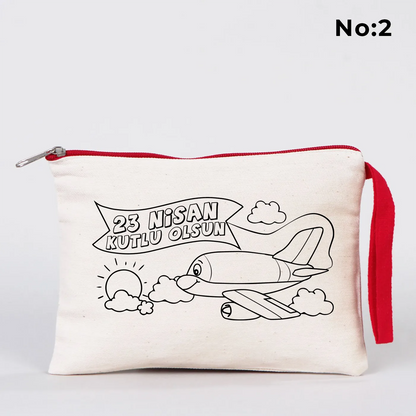 Boyanabilir kırmızı fermuarlı clutch cüzdan 21x15 cm, 23 Nisan hediyesi