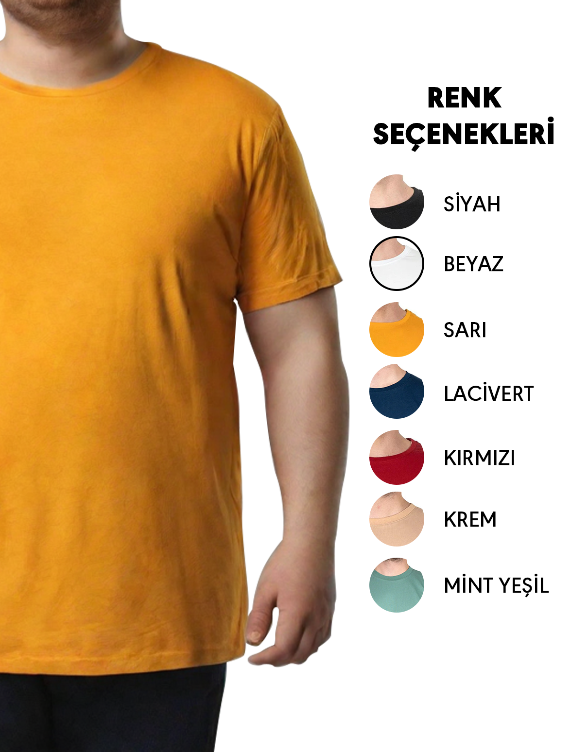 Büyük Boy Tişört - Sarı (Özelleştirilebilir)