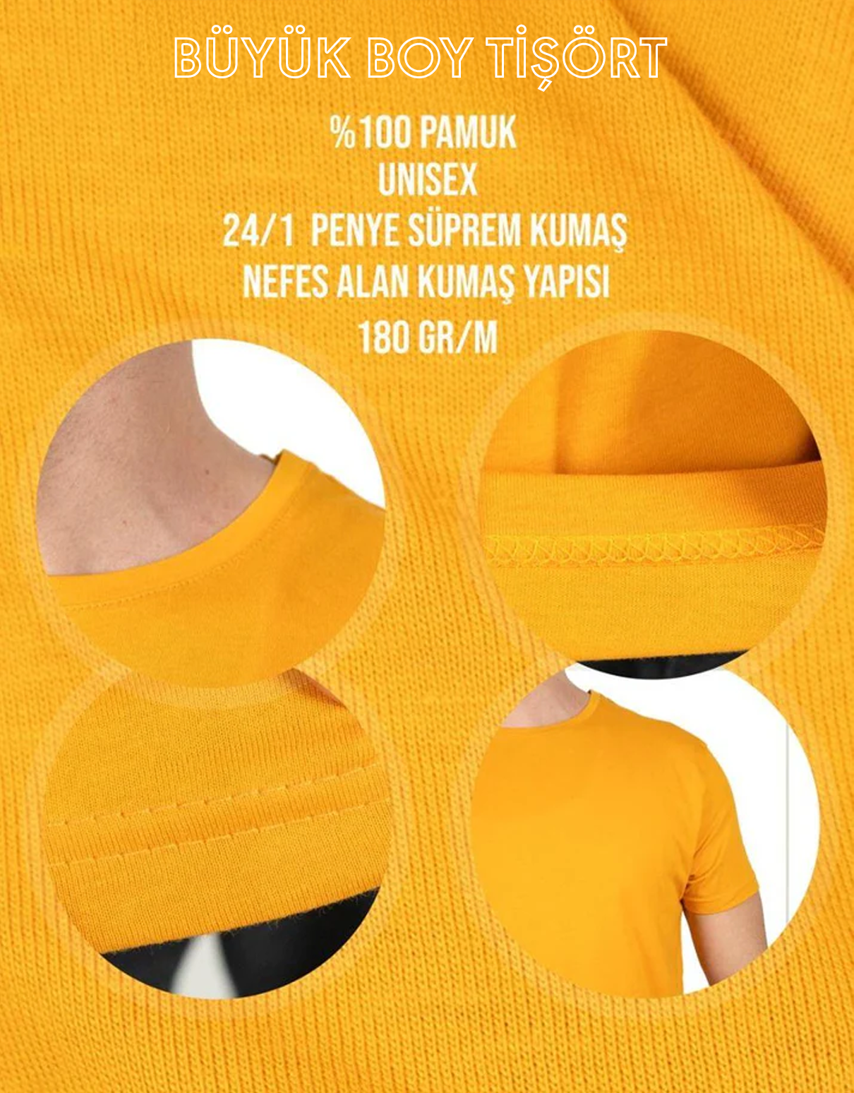 Büyük Boy Tişört - Sarı (Özelleştirilebilir)