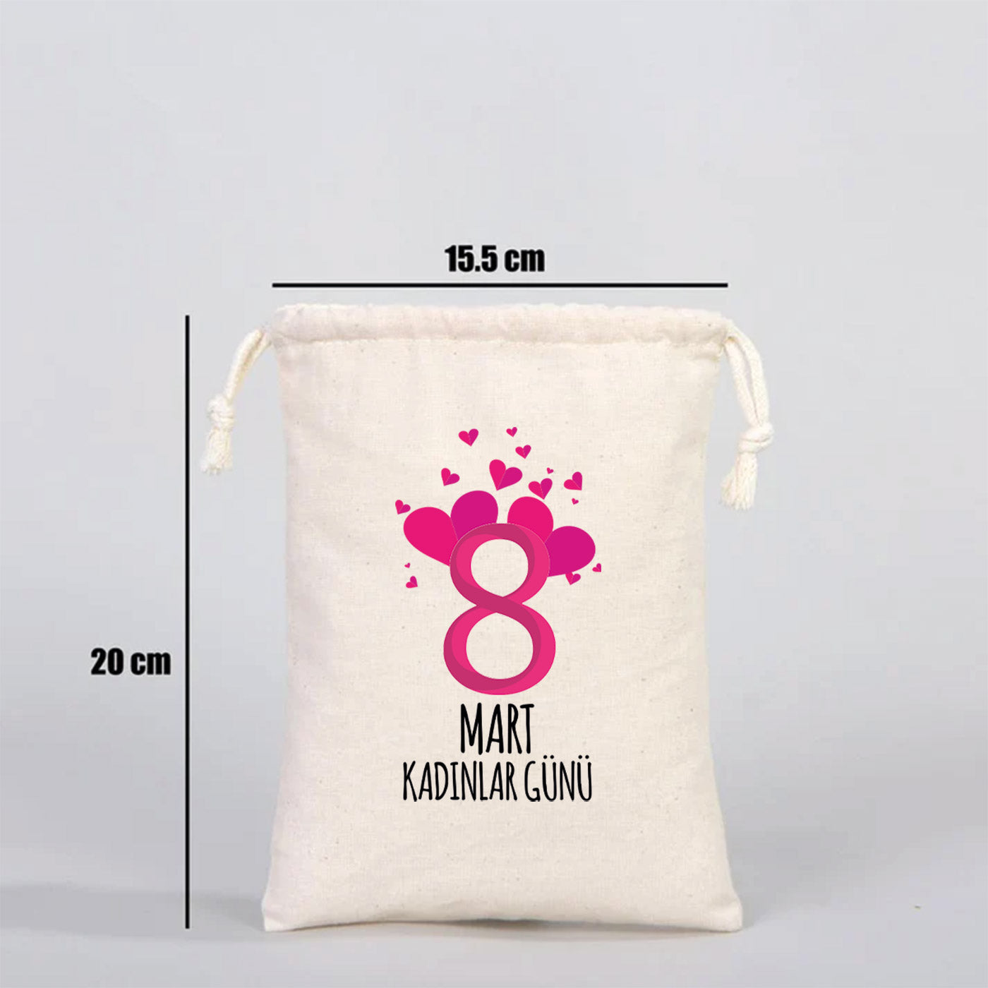 15x20 cm Bez Kese - Kadınlar Günü Hediyesi