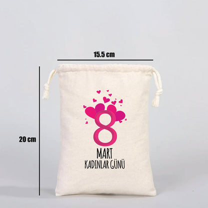 15x20 cm Bez Kese - Kadınlar Günü Hediyesi