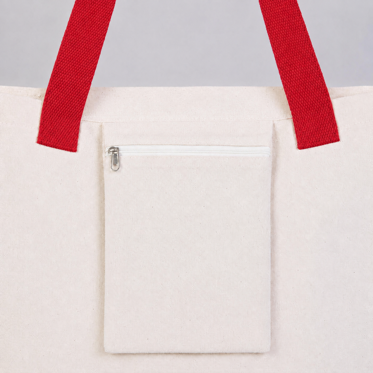 Modern Kanvas Çanta - Dıştan Kırmızı Örgü Kulp 45x35x8 cm (Özelleştirilebilir)