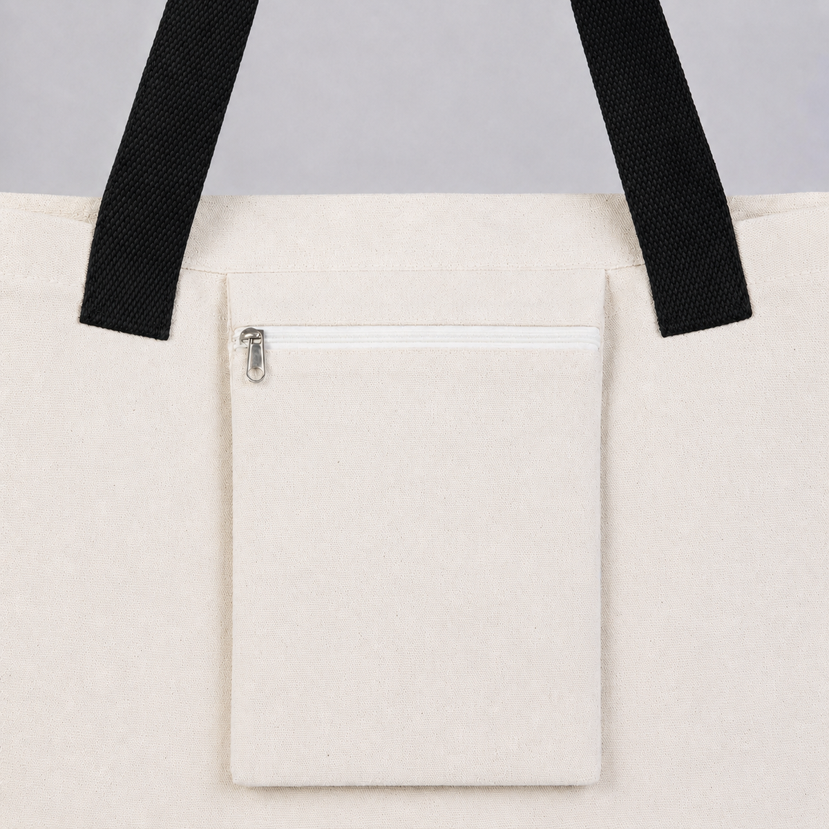 Modern Kanvas Çanta - Dıştan Siyah Örgü Kulp 45x35x8 cm (Özelleştirilebilir)