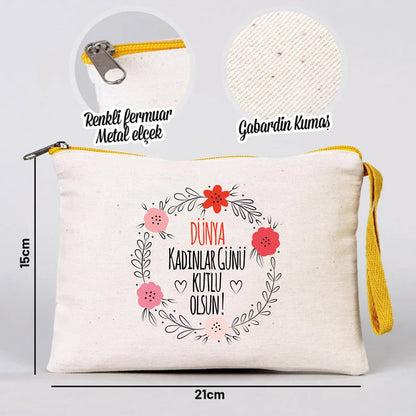 21x15 cm Sarı Fermuarlı - Kadınlar Günü Hediyesi