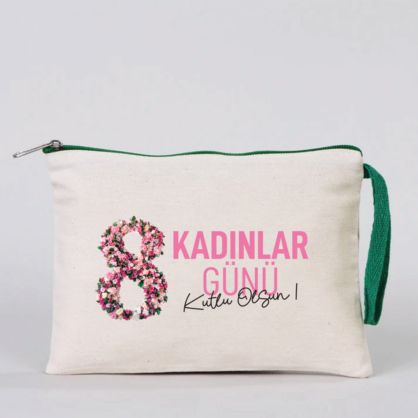 21x15 cm Yeşil Fermuarlı - Kadınlar Günü Hediyesi
