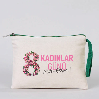 21x15 cm Yeşil Fermuarlı - Kadınlar Günü Hediyesi