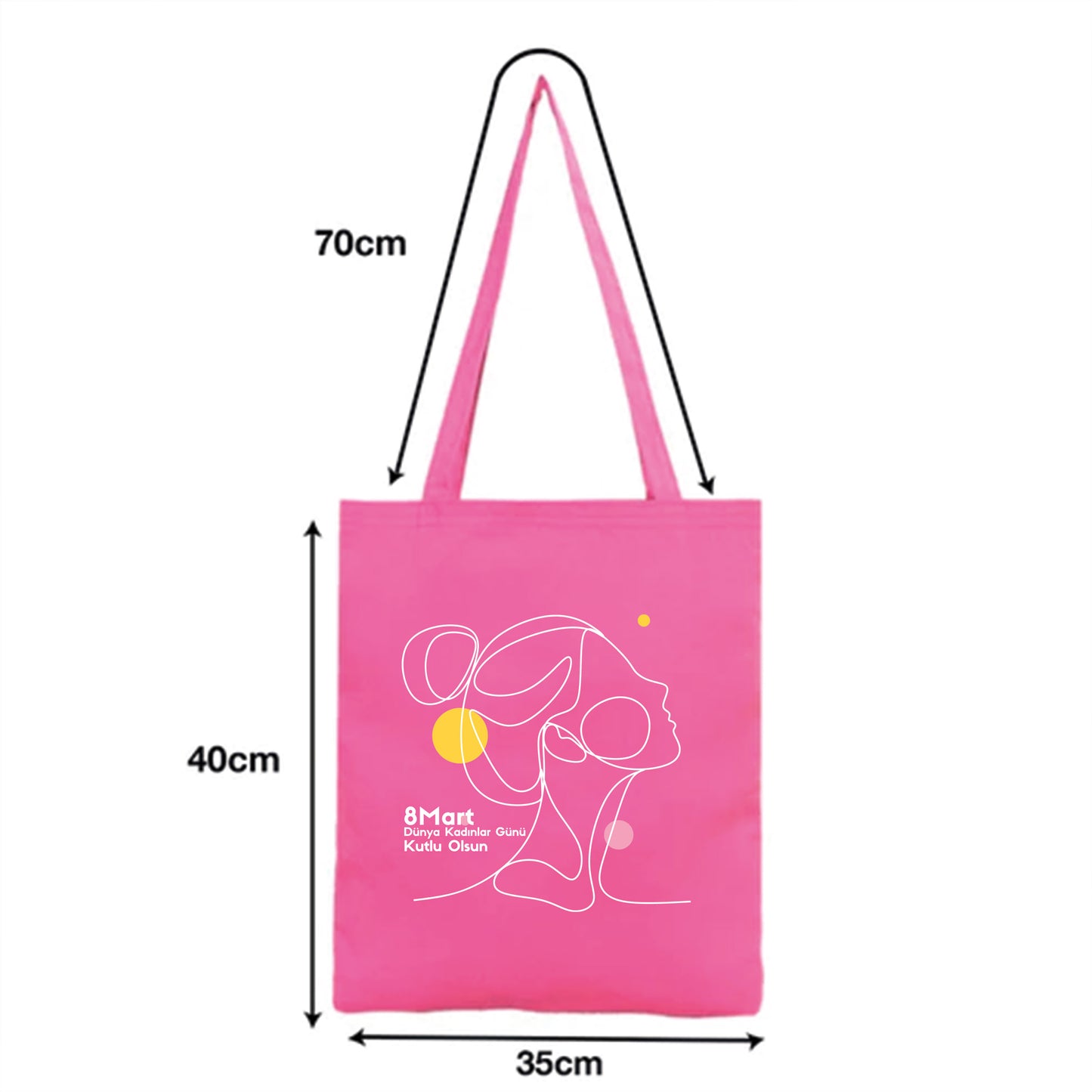 35x40 cm Fuşya Renk Gabardin Bez Model - Kadınlar Günü