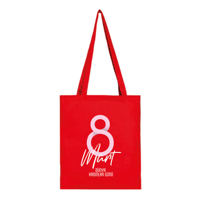 35x40 cm Kırmızı Gabardin Bez Model Günlük Kullanım - Kadınlar Günü