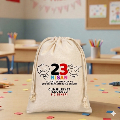 23 Nisan Hediyelikleri Ham Bez Kese - 15x20 cm (Özelleştirilebilir)