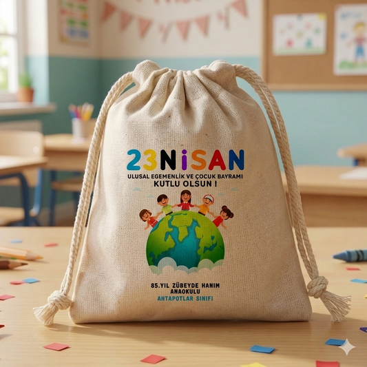 23 Nisan Bez Kese - 10x13 cm (Özelleştirilebilir)