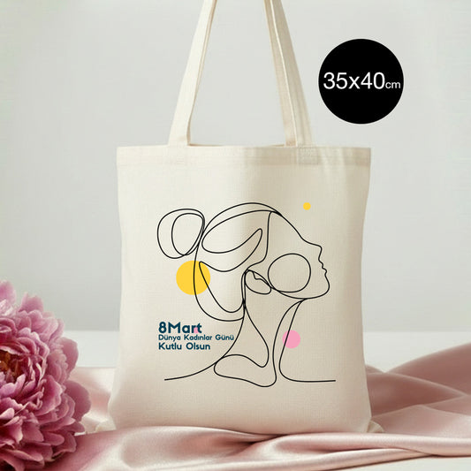 35x40 cm Ham Bez Çanta - Kadınlar Günü
