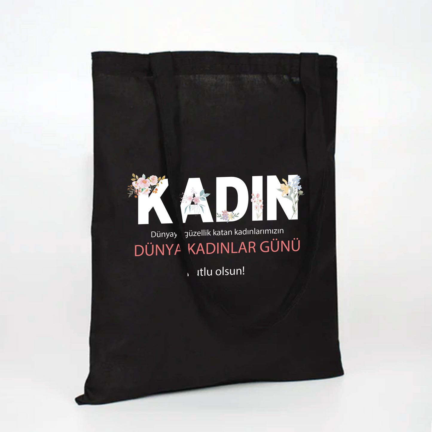 35x40 Siyah Ham Bez Çanta Baskılı – Kadınlar Günü