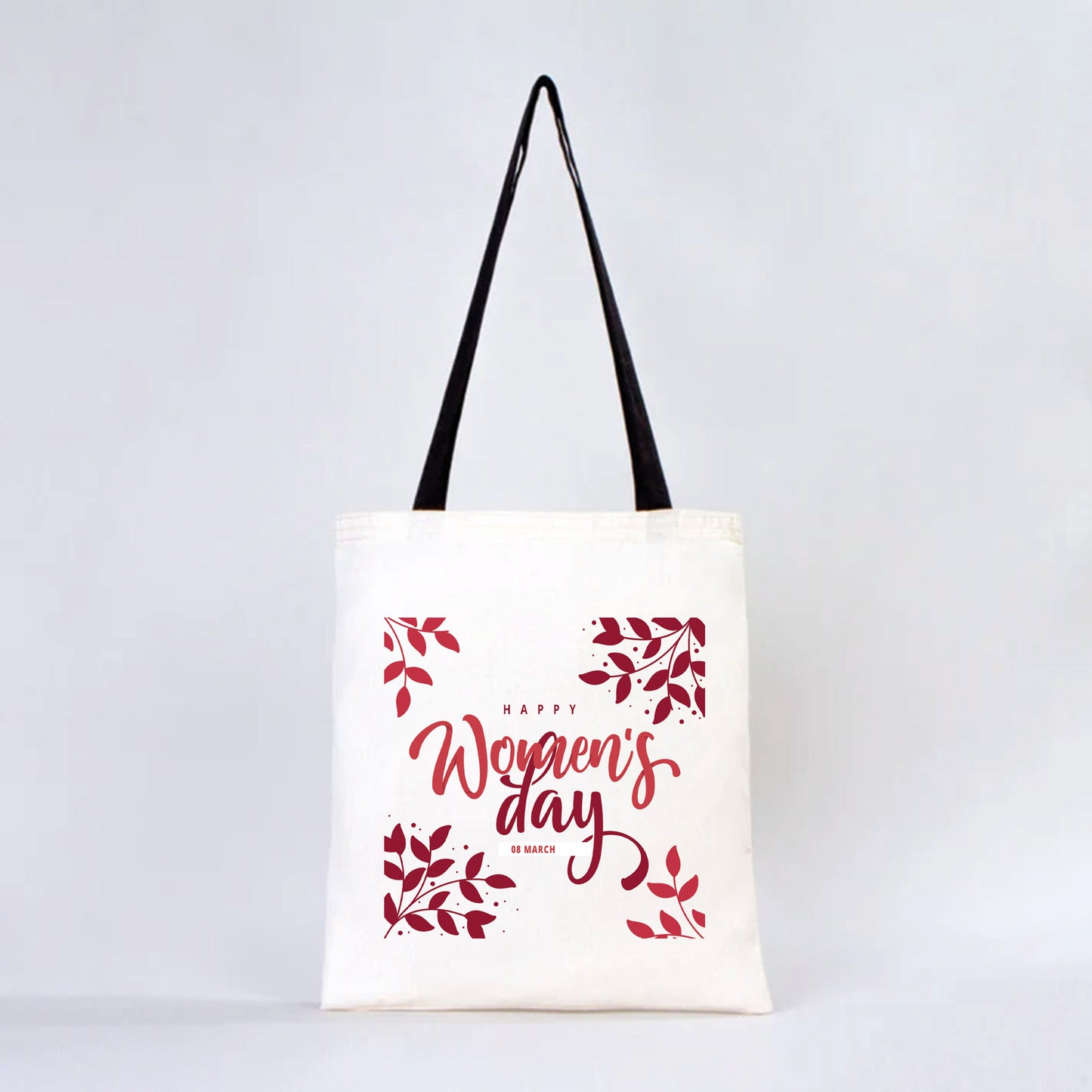 35x40 cm Siyah Kulp Ham Bez Çanta Baskılı - Kadınlar Günü