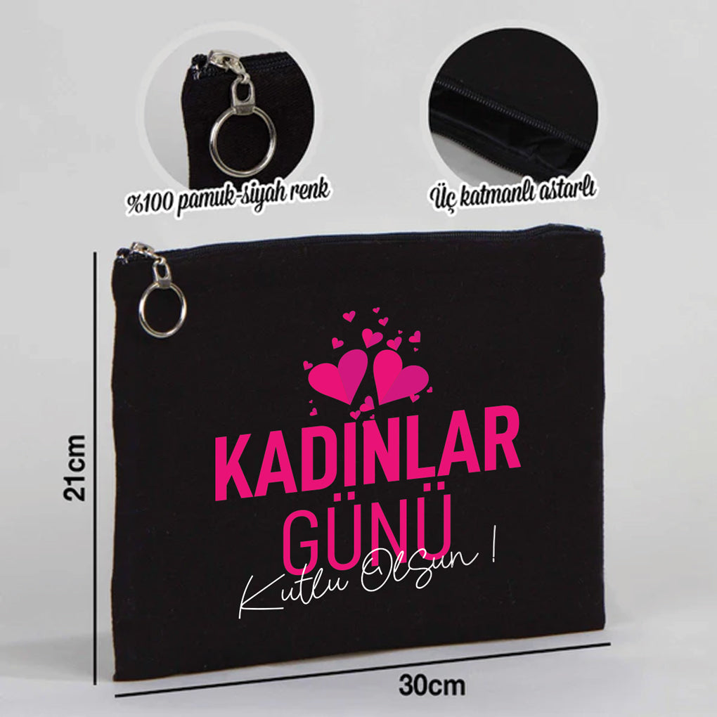30×21 cm Siyah Astarlı Portföy Çanta - Kadınlar Günü Hediyesi
