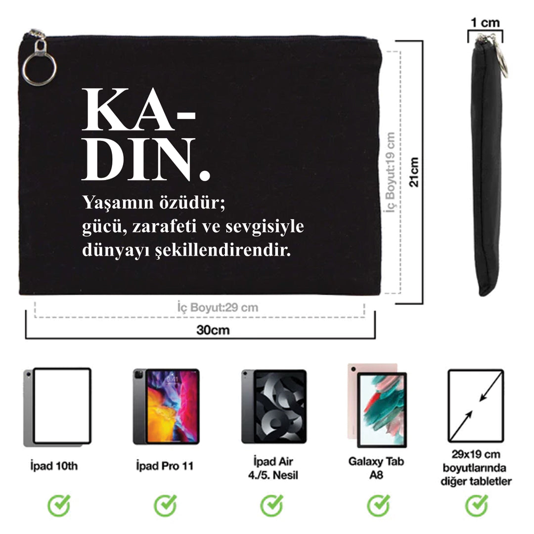 30×21 cm Siyah Astarlı Portföy Çanta - Kadınlar Günü Hediyesi