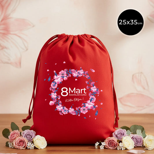 25x35 cm Kırmızı Sırt Çantası - Kadınlar Günü Hediyesi