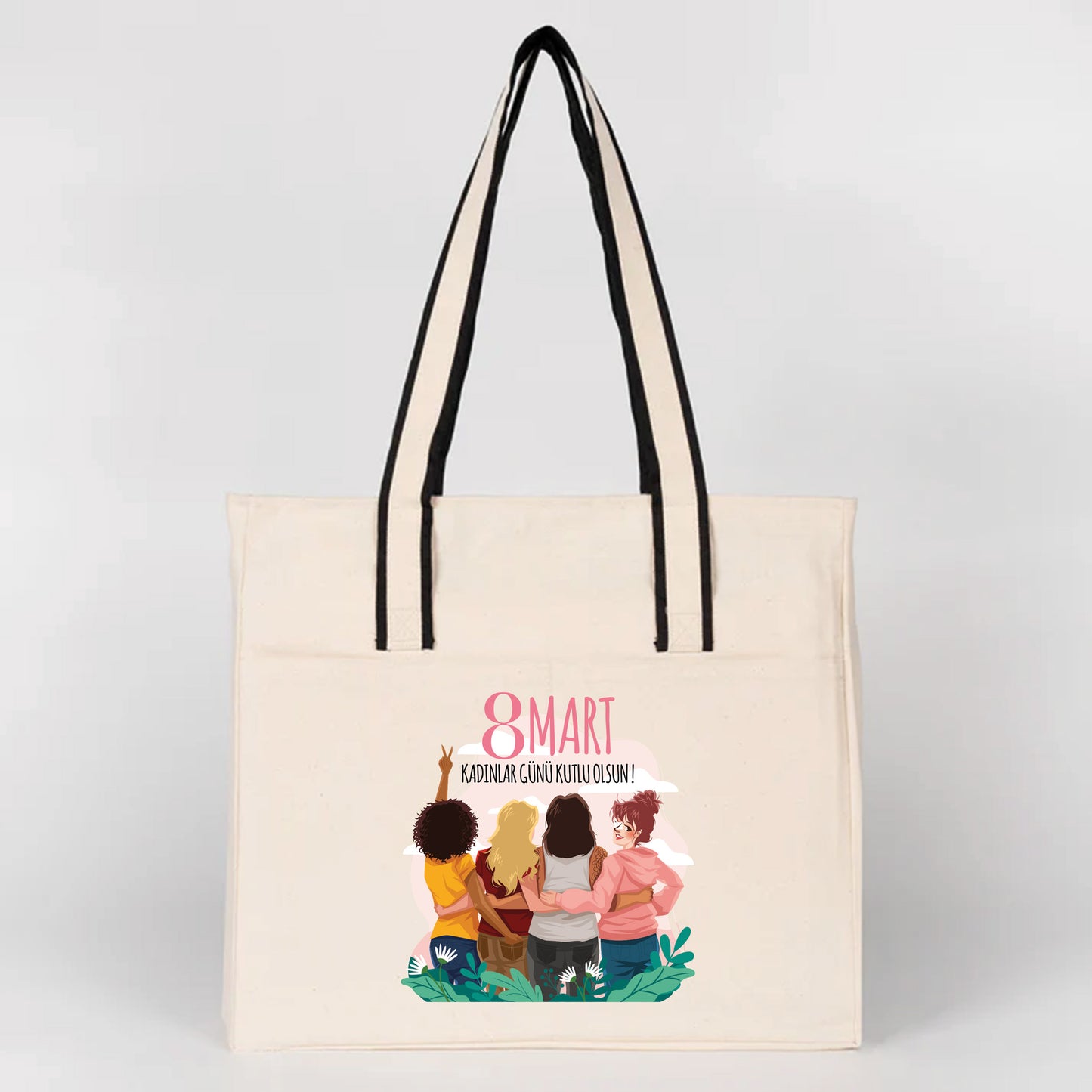 40x35x10 cm LUX Kanvas Çanta FERMUARLI, ÖN CEPLİ - Kadınlar Günü Hediyesi