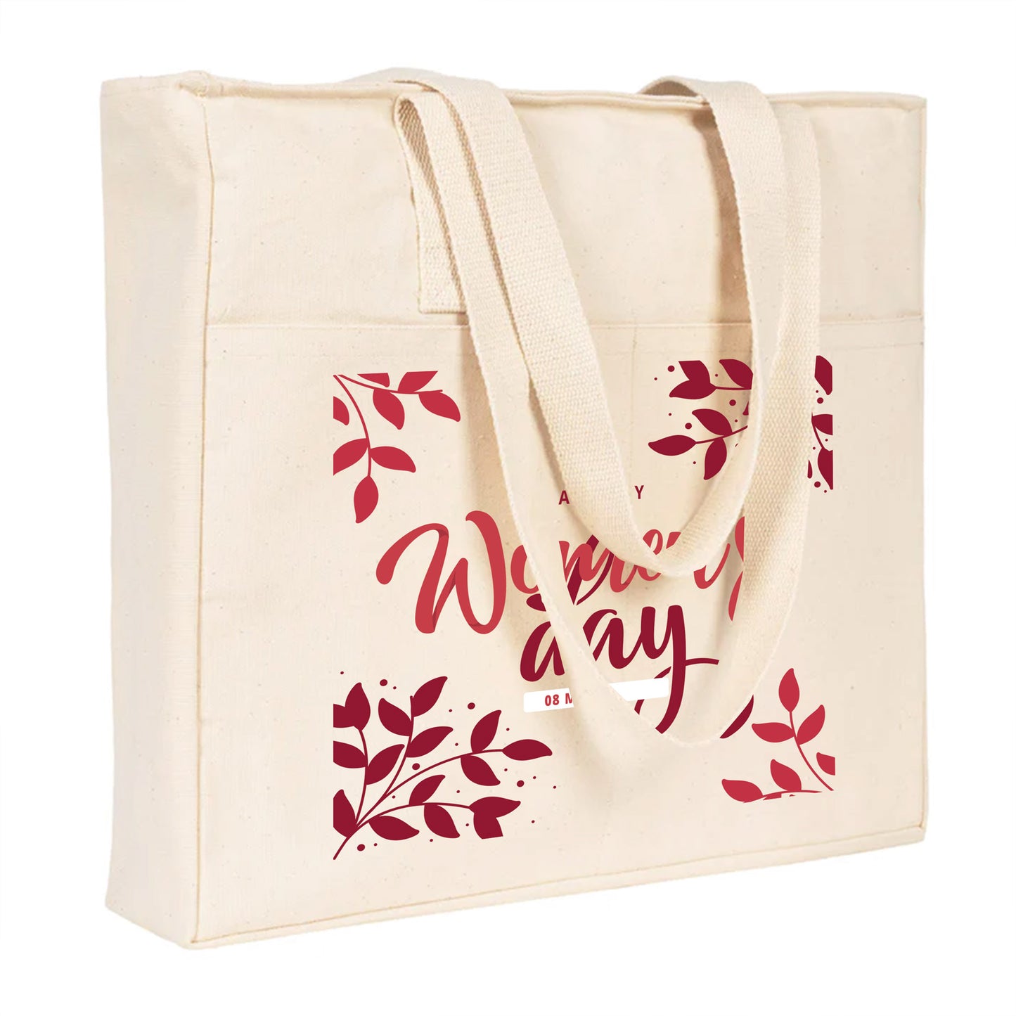 40x35x10 cm LUX Kanvas Çanta ÇITÇITLI, ÖN CEPLİ - Kadınlar Günü Hediyesi