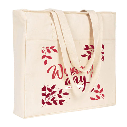 40x35x10 cm LUX Kanvas Çanta ÇITÇITLI, ÖN CEPLİ - Kadınlar Günü Hediyesi