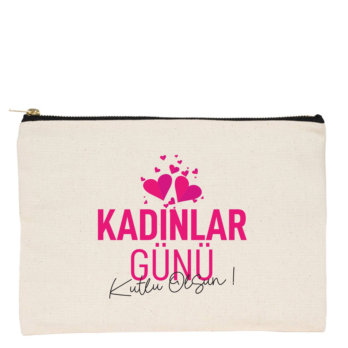 25x18 cm Ham Renk Metal Fermuarlı Kalemlik - Kadınlar Günü Hediyesi