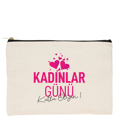 25x18 cm Ham Renk Metal Fermuarlı Kalemlik - Kadınlar Günü Hediyesi