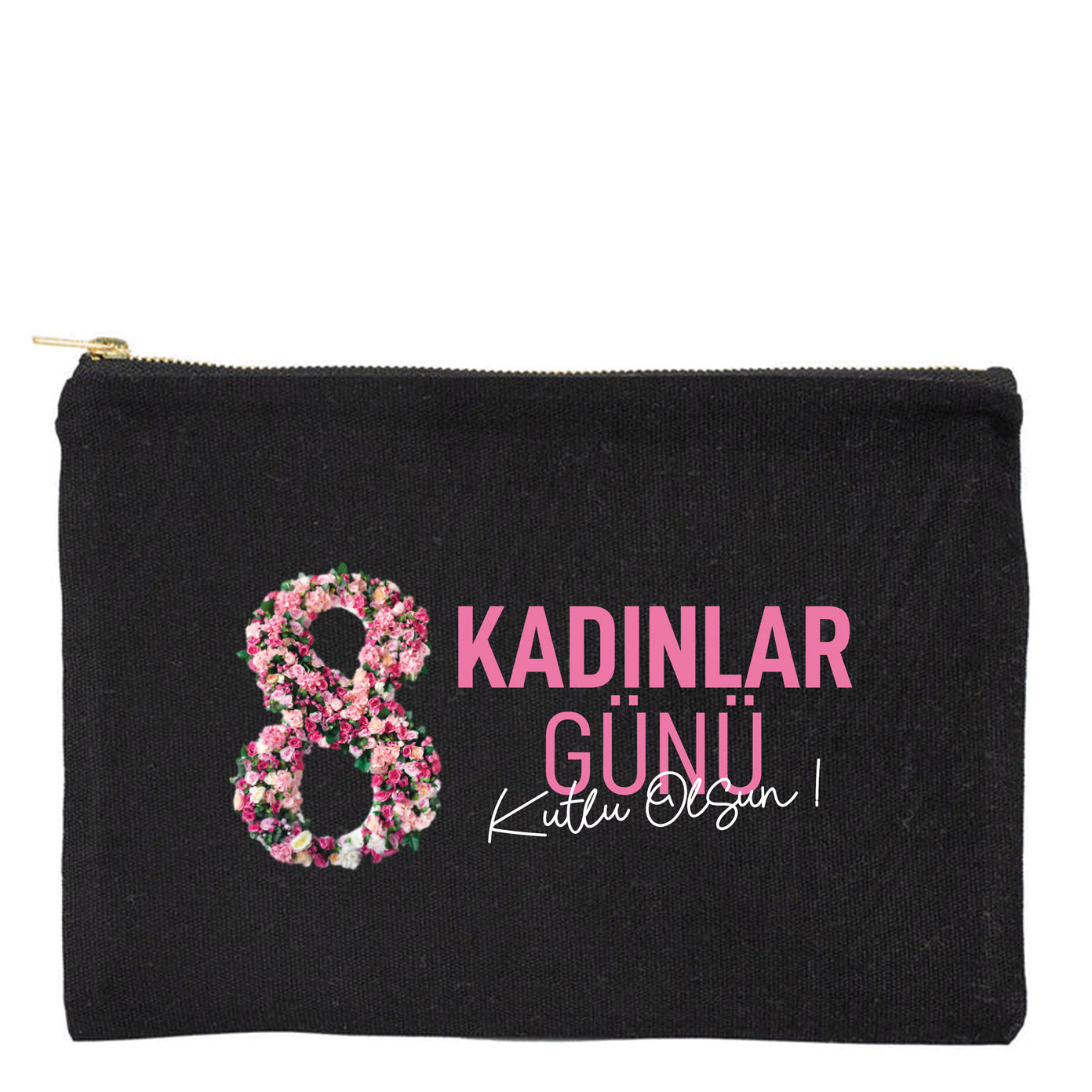25x18 cm Siyah Metal Fermuarlı Kalemlik - Kadınlar Günü Hediyesi