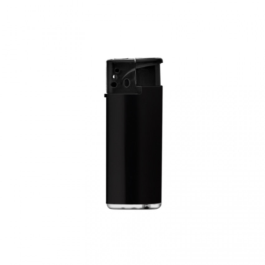 Siyah plastik gövdeli Midi Turbo siboplu çakmak – promosyon logo/baskı baskısına uygun, klasik tasarımlı çakmak.