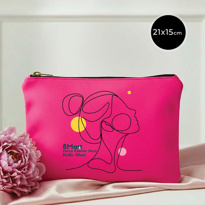 21x15 cm Fuşya Star Clutch - Kadınlar Günü Hediyesi