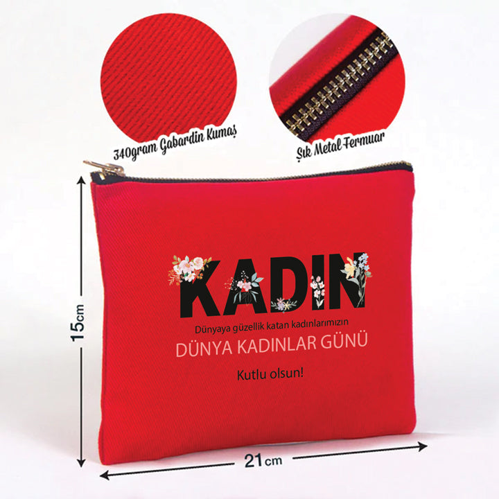 21x15 cm Kırmızı Star Clutch - Kadınlar Günü Hediyesi