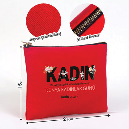 21x15 cm Kırmızı Star Clutch - Kadınlar Günü Hediyesi