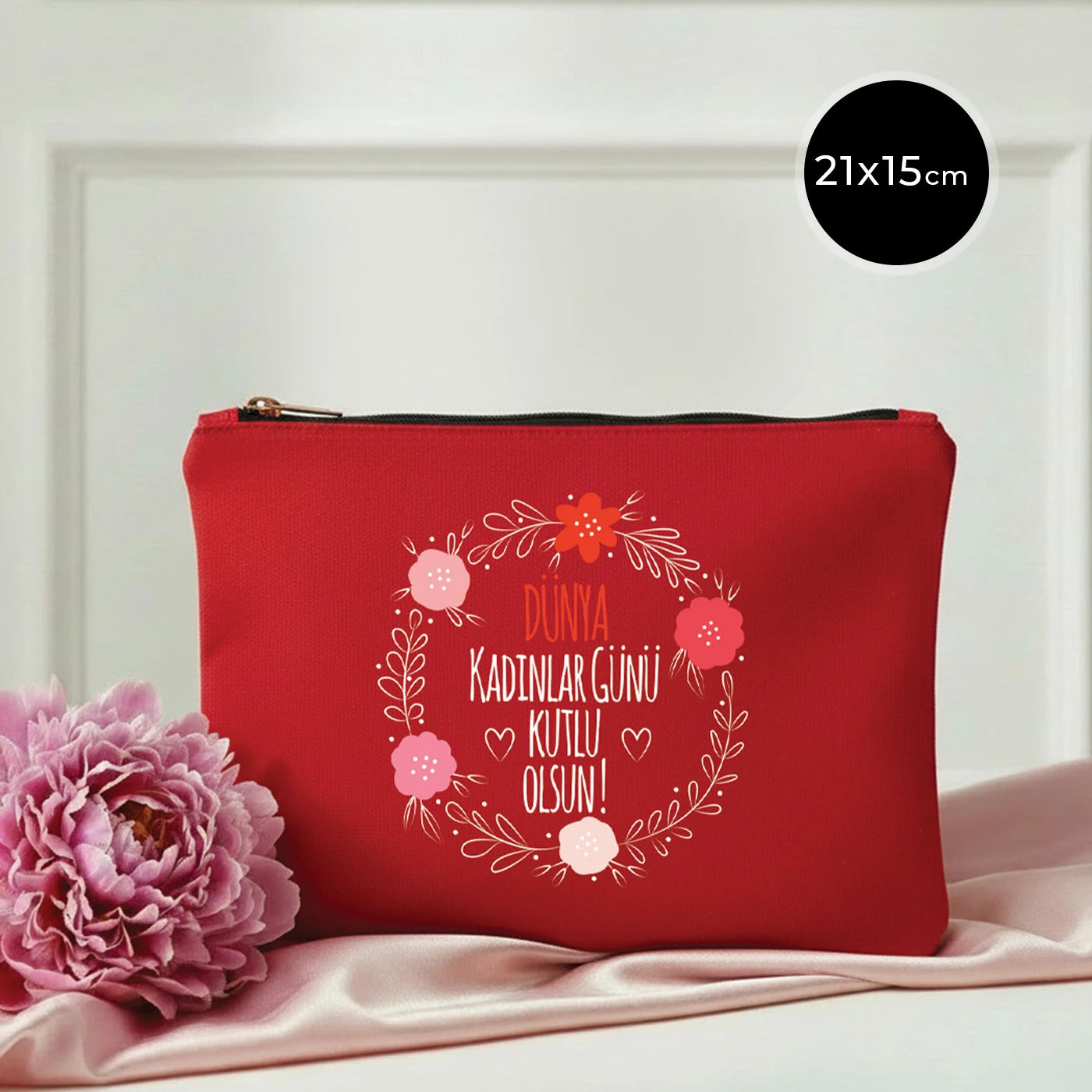 21x15 cm Kırmızı Star Clutch - Kadınlar Günü Hediyesi